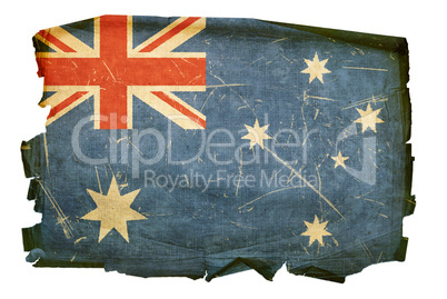 Australia Flag old, isolated on white background.