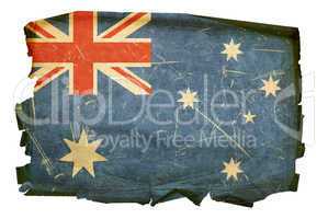 Australia Flag old, isolated on white background.
