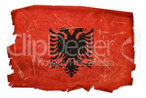 Albania Flag old, isolated on white background.
