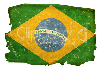 Brazil Flag old, isolated on white background