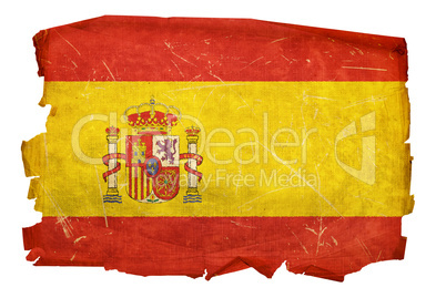 Spain Flag old, isolated on white background