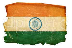 India Flag old, isolated on white background