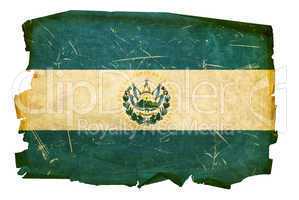 El Salvador Flag old, isolated on white background.