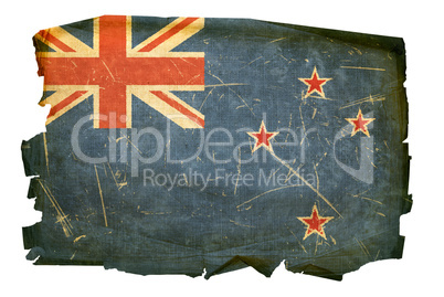 New Zealand Flag old, isolated on white background.