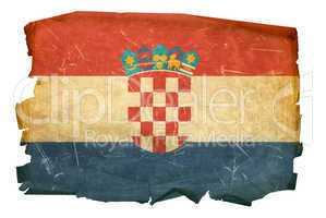 Croatia Flag old, isolated on white background.