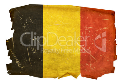 Belgium Flag old, isolated on white background.
