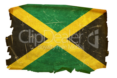 Jamaica Flag old, isolated on white background.