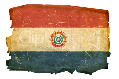 Paraguay Flag old, isolated on white background.