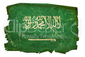 Saudi Arabia Flag old, isolated on white background.