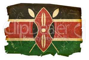 Kenya Flag old, isolated on white background.