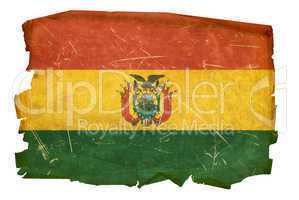 Bolivia Flag old, isolated on white background.