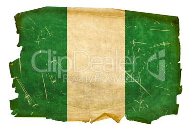Nigeria Flag old, isolated on white background.