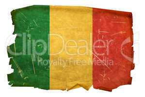 Mali Flag old, isolated on white background.