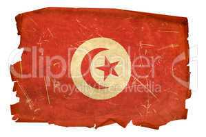 Tunisia Flag old, isolated on white background.