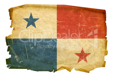 Panama Flag old, isolated on white background.