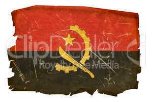 Angola Flag old, isolated on white background.