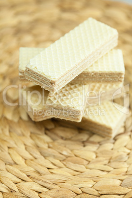 sweet wafers lying on a wicker mat