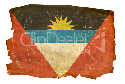 Antigua and Barbuda Flag old, isolated on white background.