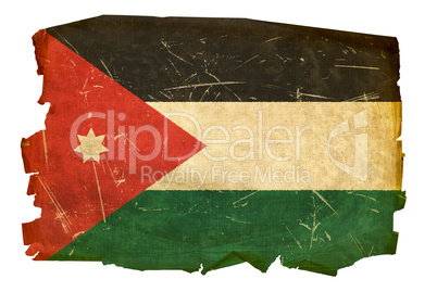 Jordan Flag old, isolated on white background.