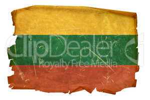 Lithuania Flag old, isolated on white background.