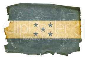 Honduras Flag old, isolated on white background.