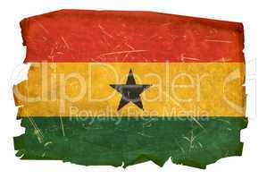 Ghana Flag old, isolated on white background.