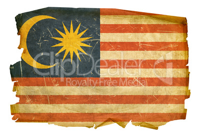 Malaysia Flag old, isolated on white background.