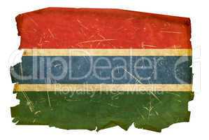 Gambia Flag old, isolated on white background.