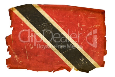 Trinidad and Tobago Flag old, isolated on white background.