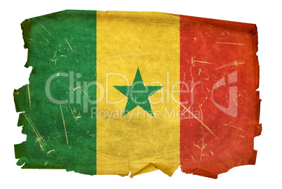 Senegal Flag old, isolated on white background.