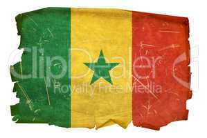 Senegal Flag old, isolated on white background.