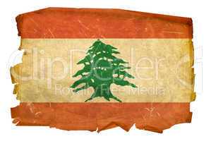 Lebanese Flag old, isolated on white background.
