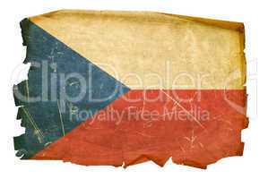 Czech Flag old, isolated on white background.