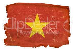 Vietnam Flag old, isolated on white background.