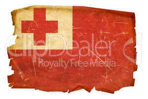 Tonga Flag old, isolated on white background.