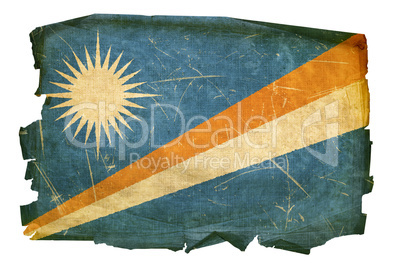Marshall Islands Flag old, isolated on white background.