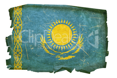 Kazakhstan Flag old, isolated on white background.