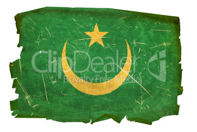 Mauritania Flag old, isolated on white background.