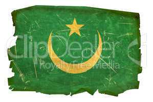 Mauritania Flag old, isolated on white background.