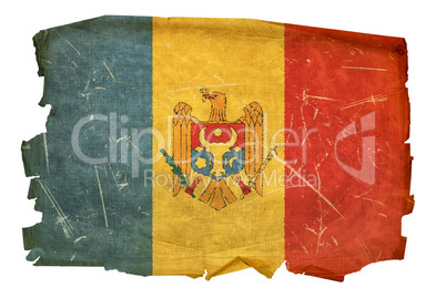Moldova Flag old, isolated on white background.