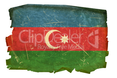 Azerbaijan Flag old, isolated on white background.