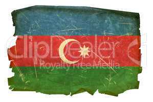 Azerbaijan Flag old, isolated on white background.