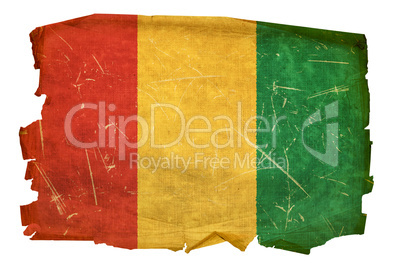 Guinea Flag old, isolated on white background.