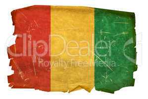 Guinea Flag old, isolated on white background.