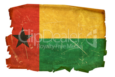 Guinea-Bissau Flag old, isolated on white background.