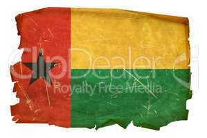 Guinea-Bissau Flag old, isolated on white background.