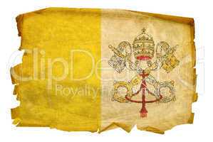 Vatican Flag old, isolated on white background.