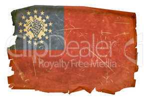 Myanmar Flag old, isolated on white background.