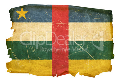 Central African Republic Flag old, isolated on white background.
