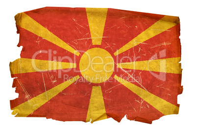 Macedonia Flag old, isolated on white background.